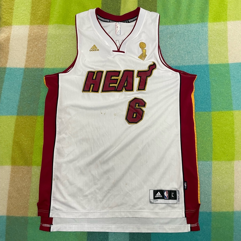 Adidas Lebron James Miami Heat 2012 NBA Finals Championship Jersey Stained